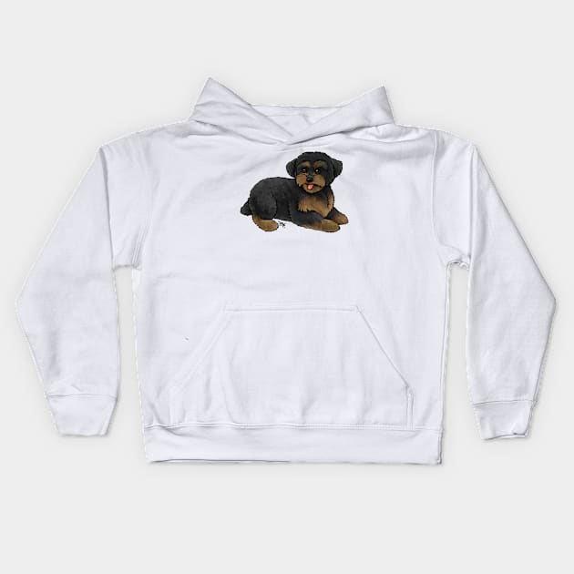 Dog - Yorkipoo - Black and Tan Kids Hoodie by Jen's Dogs Custom Gifts and Designs